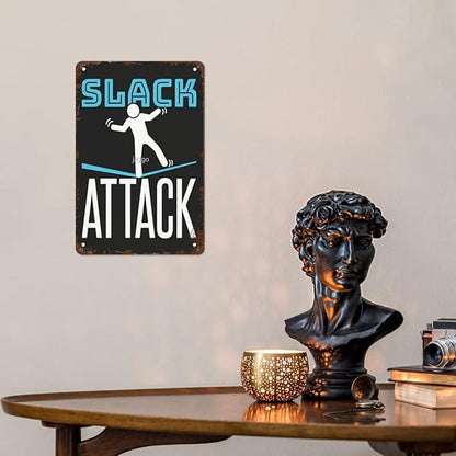 Vintage Metal Tin Sign Slack Attack Classics Wall Decor for Home,Garden,Yard,Patio,Office,Dorm,& More 8x12 inches Retro & Funny Room Decorations