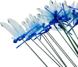 Garden Royal Blue Dragonfly Stakes with Sticks,25 pcs 3D Removable Fake Dragonfly,25 pcs 10" Waterproof Shaking Head Dragonflies Ornaments Garden Decor for Outside,Plant Decoration and House Warmings