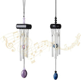 2 Pack Small Silver Wind Chime with Ceramic Blank Drops, Metal Garden Wind Chimes with Different Len Bell Tubes, Soothing Harmony Sound Mini Outdoor Windcatcher Porches Décor, i-lan