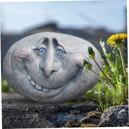 Funny Face Rock Art Sculpture Decoration Yard Art Face Resin Sculpture Mystical Garden Stones for Indoors Outdoors Patio ...