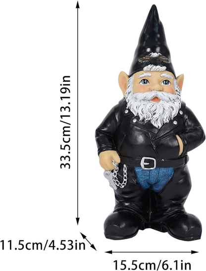 Motorcycle Garden Gnome Statue for Outdoor Decor, Durable Weather-Resistant Biker Gnome Sculpture for Patio, Lawn & Garden Decor, Unique Gift for Motorcycle Enthusiasts