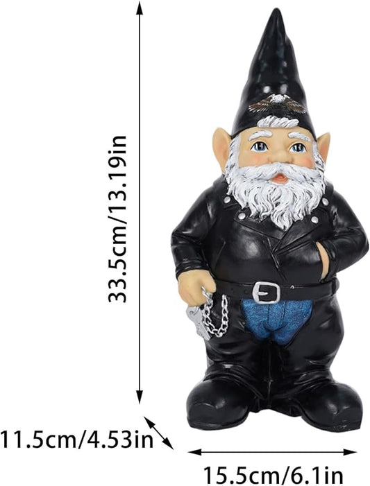 Motorcycle Garden Gnome Statue for Outdoor Decor, Durable Weather-Resistant Biker Gnome Sculpture for Patio, Lawn & Garden Decor, Unique Gift for Motorcycle Enthusiasts