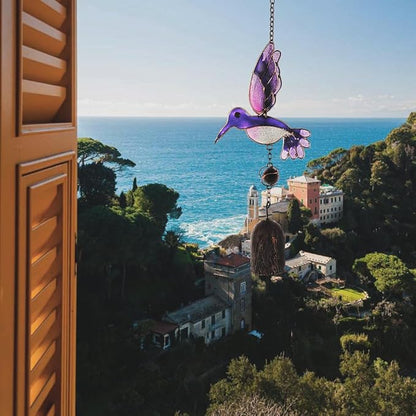 Wind Chimes Outdoor Hummingbird Metal Pendant Windchimes Decor with Hook for Outside Home Patio Garden Decoration Gifts for Mom Grandma Sisters