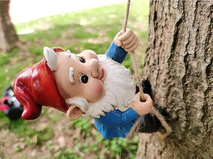 Climbing Gnomes Tree Decor - Cute Gnome Garden Statue Art Resin Dwarf Sculpture for Yard Outdoor Decoration Ornaments