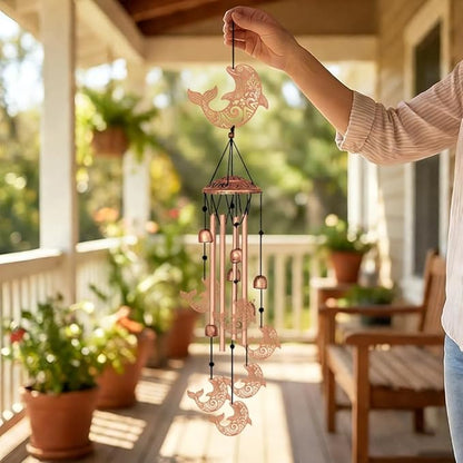 Wind Chimes for Outside, Dolphin Moon Aluminum Tube Windchime Melodious Melodic for Porch Patio Garden Decor, Unique Metal Memorial Wind Chimes Housewarming Gifts for Friends and Family