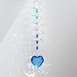 Big Heart Crystal Sun Catchers for Windows Hanging, Double-Spiral Design Gazing Ball Spiral Tail, Rainbow Maker Prism, Sun Catchers Indoor Window for Kitchen, Patio, Porch, Garden(Royal Blue)