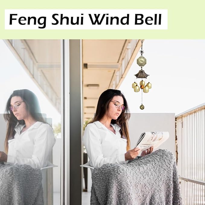 Vintage Lucky Wind Chimes Metal Bronze Bells Feng Shui Outdoor Living Wind Chimes for Outdoor Garden Patio Hanging Decor Gift