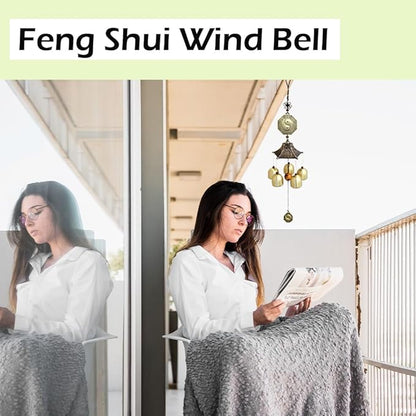 Vintage Lucky Wind Chimes Metal Bronze Bells Feng Shui Outdoor Living Wind Chimes for Outdoor Garden Patio Hanging Decor Gift