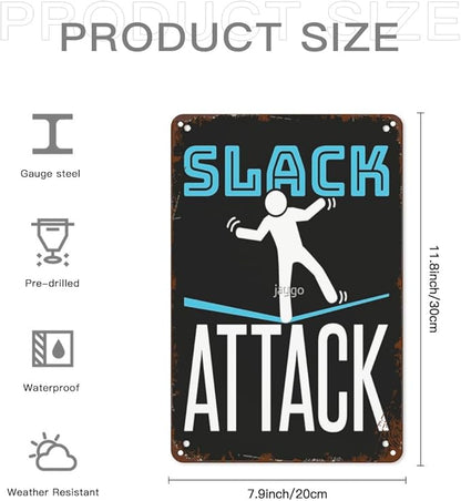 Vintage Metal Tin Sign Slack Attack Classics Wall Decor for Home,Garden,Yard,Patio,Office,Dorm,& More 8x12 inches Retro & Funny Room Decorations