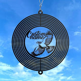Personalized Hawk Metal Wind Spinner, Custom Hanging Decoration for Outdoor Spaces, Kinetic Bird Sculpture, Nature Lover Gift (Hawk Garden Wind Spinner)