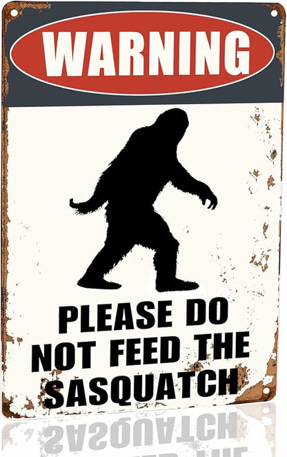 Vintage Bigfoot Tin Sign Funny Sasquatch Metal Sign Gifts For Outdoor Warning Wall Decor 8"x12"