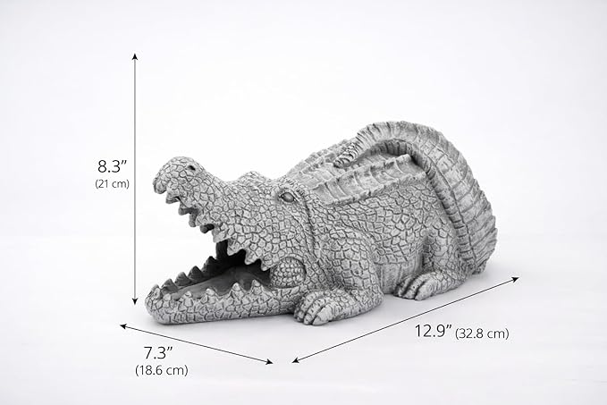 Crocodile Statue Gutter Downspout Extensions, Rain Gutter Downspout Splash Block Cover Sculpture Decorative, 3" × 4" Downspouts