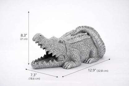 Crocodile Statue Gutter Downspout Extensions, Rain Gutter Downspout Splash Block Cover Sculpture Decorative, 3" × 4" Downspouts