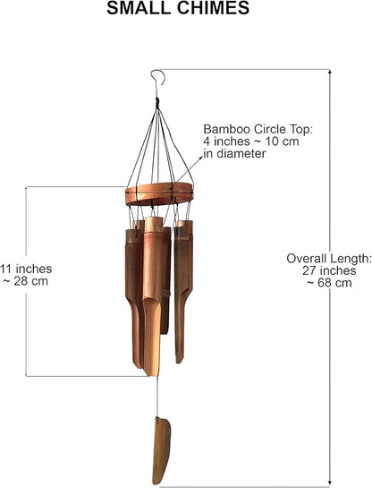 Classic Bamboo Wind Chimes with Circle Top, Wood Wooden Wind Chimes Outdoor, Deep Tone Soothing Sound (27)