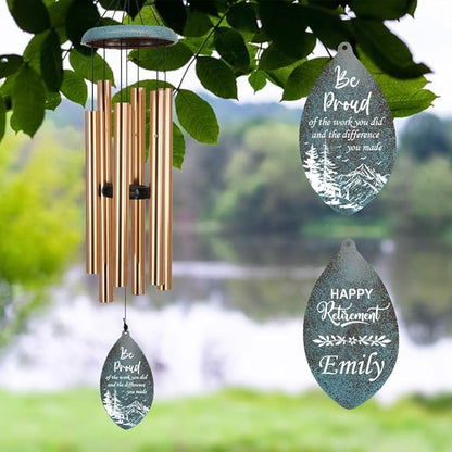 ASTARIN Personalized Happy Retirement Wind Chimes, Tree of Life Retirement Wind Spinner Gift for Women/Men Teacher Coworker 2024, Going Away Farewell Gifts, Deep Tone Larde Wind Chime(Produced in USA)