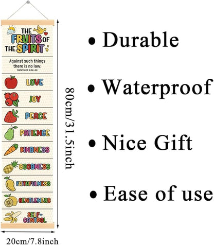 The Fruits of the Spirit Banner, Church Banner, Christian Rustic Hanging Door Flag, Farmhouse Decorations Outdoor Indoor, Church Activity Decor, Bible Lesson, Scripture and Words Decorations