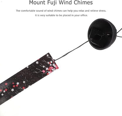 Amosfun Cast Iron Mount Fuji Wind Chime Hanging Outdoor Decor Japanese Furin Bell Relaxing Sound Patio Garden Decoration 2.55X2.55X17.32In