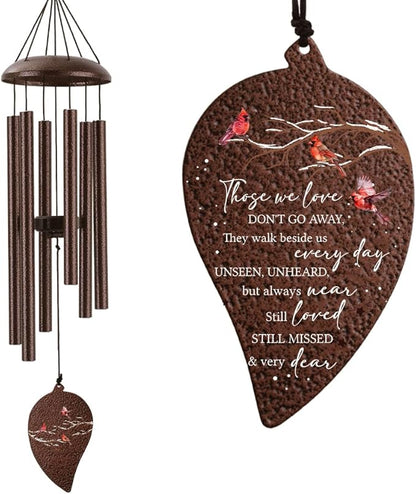 Memorial Sympathy Wind Chimes for Loss of Loved One 32'', Cardinal Wind Chimes in Memory of a Loved One, Cardinal Memorial Gifts, Bereavement Condolence Remembrance Gifts,Bronze