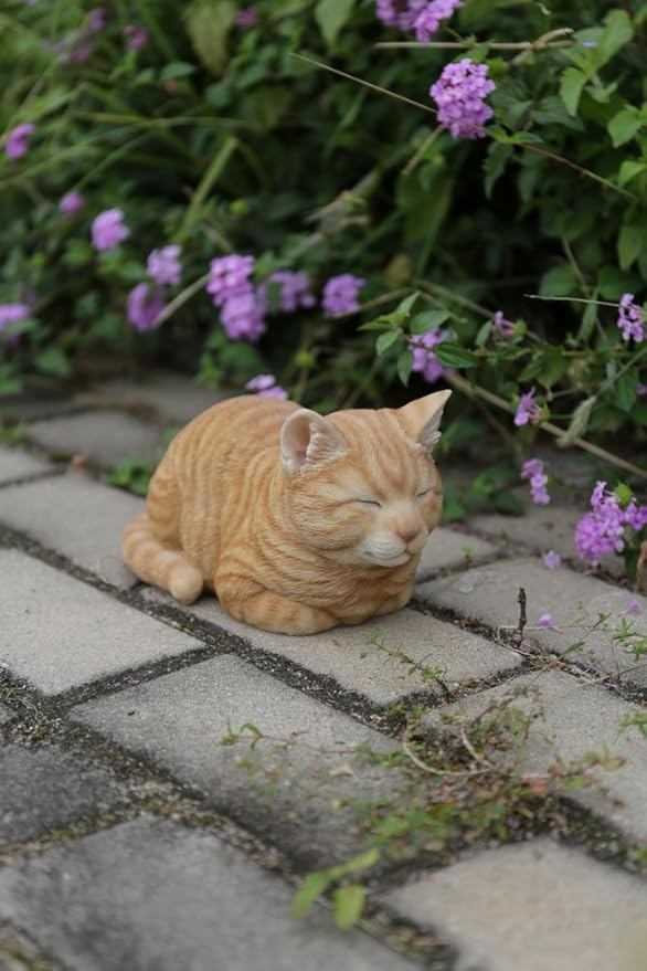 Hi-Line Gift Ltd Tabby Sleeping Cat Statue, Orange