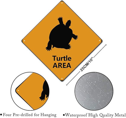 Sea Turtle Area Xing Caution Crossing Sign Ocean Animal Metal Tin Sign Warning Sign Novelty Road Fence Yard Wall Decor For Indoor Outdoor Highway10x10in