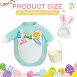 FuWeave Easter Bunny Goose Outfit Easter Egg Porch Goose Costume for Cement Plastic Geese Statue Spring Outdoor Garden Yard Patio Decoration(Light Blue,23 Inches,Cute Bunny)