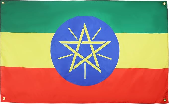 AZ FLAG Ethiopian Flag 150 x 90 cm with 4 Eyelets for Balcony or Wall