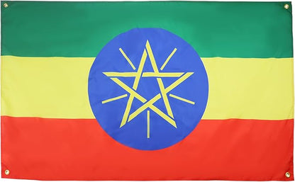 AZ FLAG Ethiopian Flag 150 x 90 cm with 4 Eyelets for Balcony or Wall
