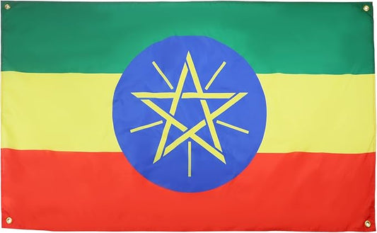 AZ FLAG Ethiopian Flag 150 x 90 cm with 4 Eyelets for Balcony or Wall