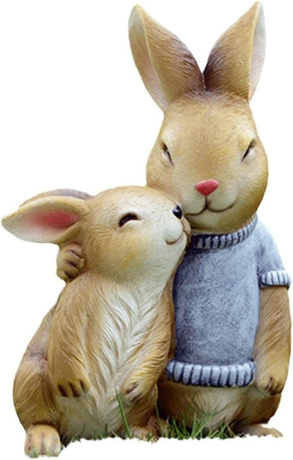 Garden Statues for Outside Yellow Rabbit Outdoor Statue - Resin Garden Sculpture for Outside Decor, 16x14x24 cm, 1kg - Charming Garden Statues for Outdoor Spaces Gardening Gifts