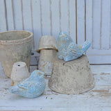 BIG FORTUNE Outdoor Bird Statues Bird Decor Figurines for Home Cement Bird Sculpture for Patio Yard Lawn Ornament, 2style/Set,Indoor Outdoor Bird Decorations Statue(Blue)