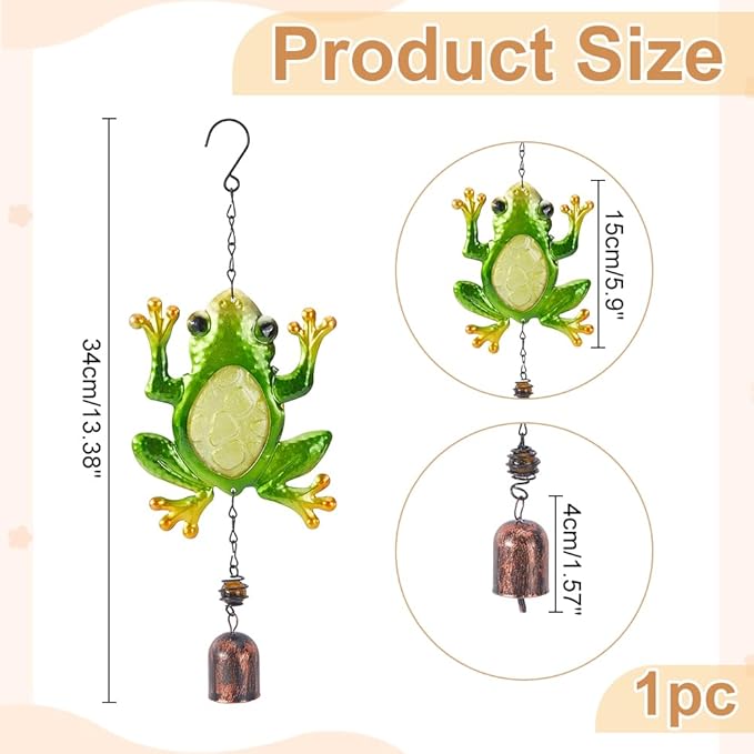 WADORN Metal Frog Wind Chimes, Funny Toad Wind Bells Lucky Frog Hanging Windchimes Animals Garden Decorations for Indoor Outdoor Yard Patio Home Garden Balconies Ornament Housewarming Gifts