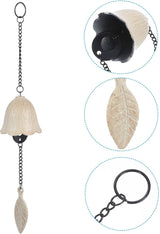 PATIKIL Japanese Wind Chime, Temple Bells Retro Outdoor Hanging Metal Iron Wind Chime for Outside Garden, Leaf, White
