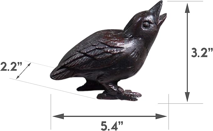 NACH Cast Iron Baby Crow Statue, Raven Garden Statues, Crow Garden Sculpture, Bird Figurines Home Decor, Crow Decor, Raven Decor, Black Bird Statue, 5.4 x 2.2 x 3.2 inches, Set of 2, JS-90-7116