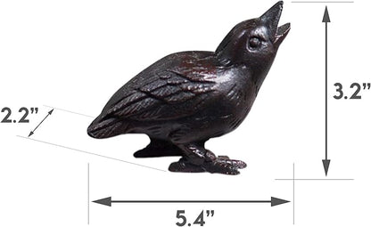 NACH Cast Iron Baby Crow Statue, Raven Garden Statues, Crow Garden Sculpture, Bird Figurines Home Decor, Crow Decor, Raven Decor, Black Bird Statue, 5.4 x 2.2 x 3.2 inches, Set of 2, JS-90-7116