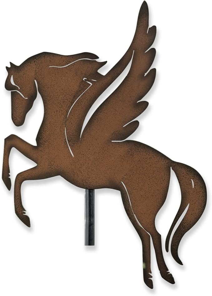 SAGEFINDS Pegasus Garden Stake | Weatherproof Metal | Decorative Horse Silhouette | Yard and Lawn Art | Outdoor Garden Décor