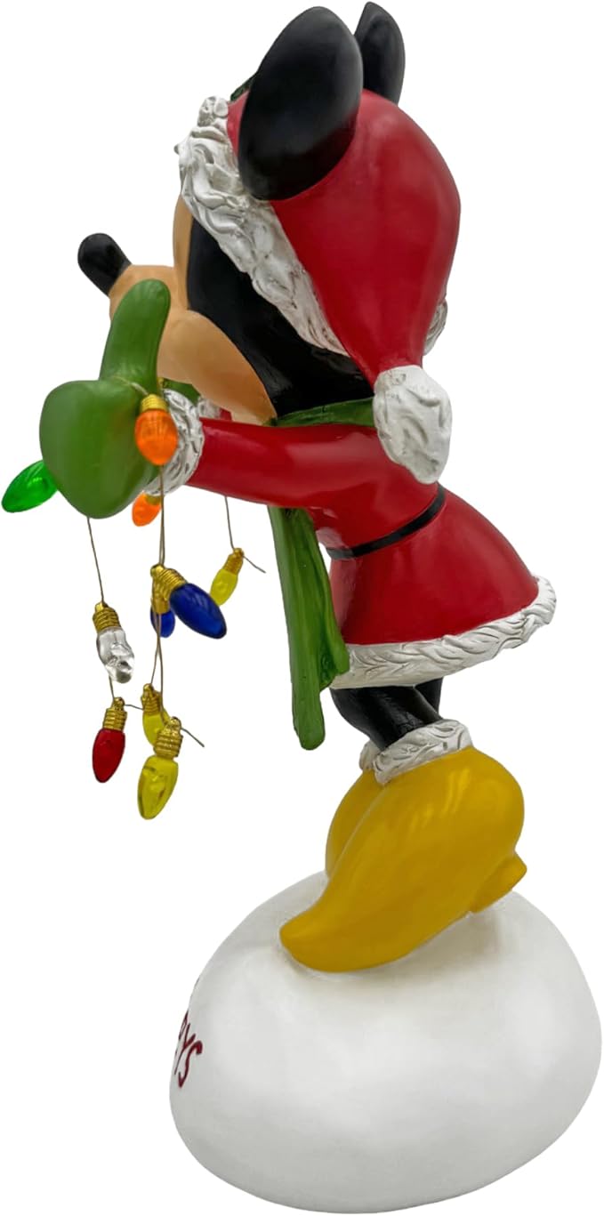 Disney Minnie with Lights Happy Holidays Garden Statue, 12 inches Tall, Officially Licensed Disney Product