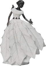 DiliComing Fairy Garden Accessories Outdoor Statue - 14.5 Inch Table Decor for Living Room Garden Maiden Bookshelf Decor Xmas Resin Holly Leaves Maiden White Statue