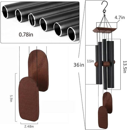 Memorial Wind Chimes for Loss of Loved Ones, 36 inch Sympathy Wind Chimes, Memorial Gifts & Sympathy Gifts, Suitable for Indoor and Outdoor, Patio, Garden for Peace and Relaxation - Aluminum，Black