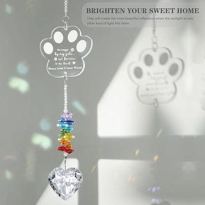 Dog Memorial Gifts for Loss of Dog, K9 Pet Memorial Crystal Suncatcher,Pet Passing Away Sympathy Remembrance Bereavement Gift (White-Pet Paw)