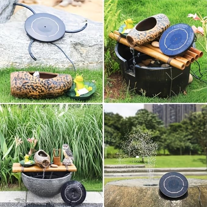 HEERTTOGO 1Pc of 3.5W Solar Fountain, Solar Fountain Pump with 12 nozzles, Solar Bird Bath Fountain for Bird Bath, Garden Decoration, Ponds, Fish Tanks, and Aquariums