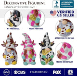 Spring & Summer-Themed Garden Statues – Adorable Outdoor Decor for Lawn, Patio & Porch (Cow Gnome Trio Mini Statue Set of Three, 5" Miniature Figurine and Unique Farm Resin Garden Statue)