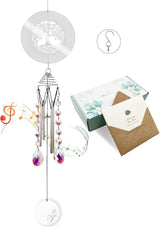 Hourwof Memorial Wind Chimes for Outside,Decorative Wind Chime with Wind Spinner for Garden Patio Yard,Crystal Suncatcher Windchime,Housewarming Gift,Tree of Life