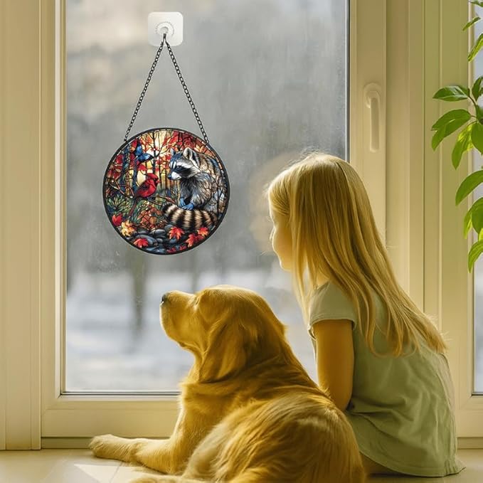 Stained Glass Window Hanging - Adventure Shark with Sailing Ships and Compass Sun Catchers Indoor Stained Glass Panels Wall Decor for Mom, Wife, Lovers, Festive