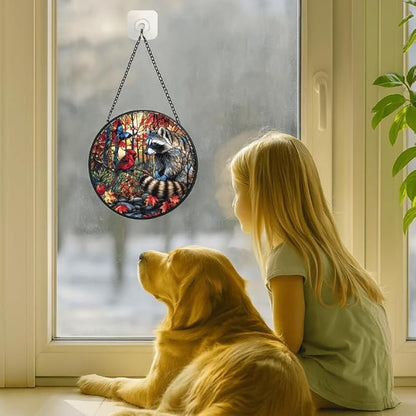 Stained Glass Window Hanging - Adventure Shark with Sailing Ships and Compass Sun Catchers Indoor Stained Glass Panels Wall Decor for Mom, Wife, Lovers, Festive