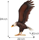 Kircust Garden Sculpture & Statue, Bald Eagle Large Outdoor Statues Metal Yard Art, Majestic America Eagle Bird Décor for Patio Yard and Lawn, 40.6-Inch Wide