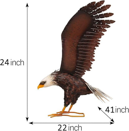 Kircust Garden Sculpture & Statue, Bald Eagle Large Outdoor Statues Metal Yard Art, Majestic America Eagle Bird Décor for Patio Yard and Lawn, 40.6-Inch Wide