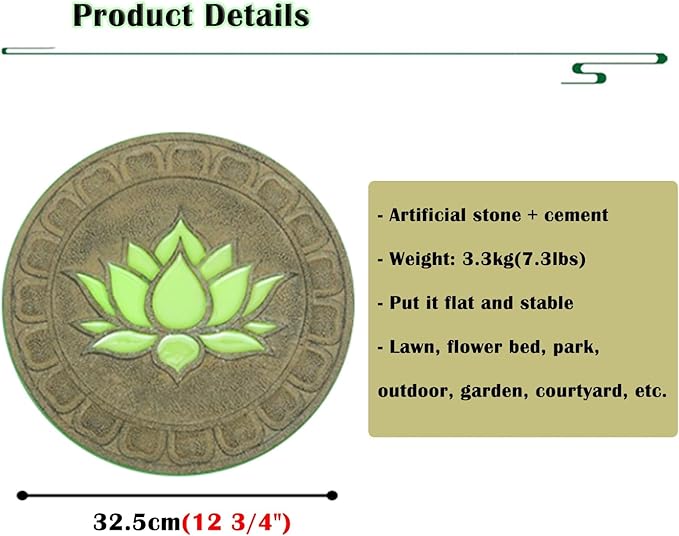Stepping Luminous Stones for Garden, Lotus Pattern Outdoor Stepping Stone, Decorative Yard Art Step Stone for Walkways, Lawn, Patio, Path, Flower Bed (Color : Style 2, Size : 2pcs)