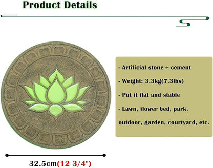 Stepping Luminous Stones for Garden, Lotus Pattern Outdoor Stepping Stone, Decorative Yard Art Step Stone for Walkways, Lawn, Patio, Path, Flower Bed (Color : Style 2, Size : 1pc)
