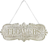 Chic Metal Garden Sign - Hanging Flower Sign Yard Decor - Rustic Farmhouse Backyard Outdoor Wall Decor