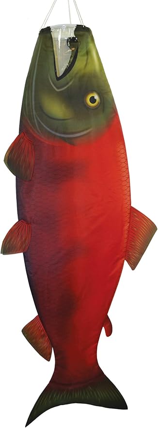 In the Breeze 5118 — Sockeye Salmon Fish Windsock-Hanging Outdoor Decoration, 48 inches